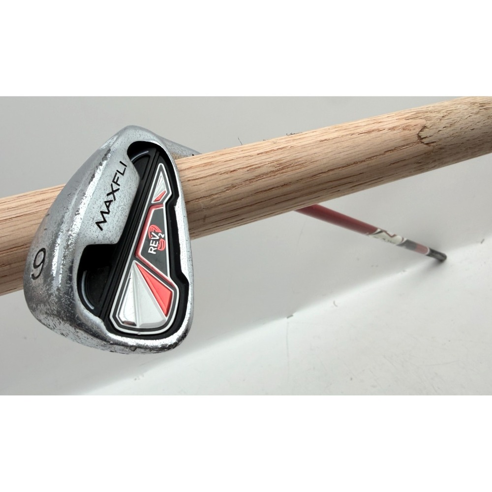 Maxfli Rev2 9 Iron Club Red Black Lightweight Graphite No Grip RH Junior Kids